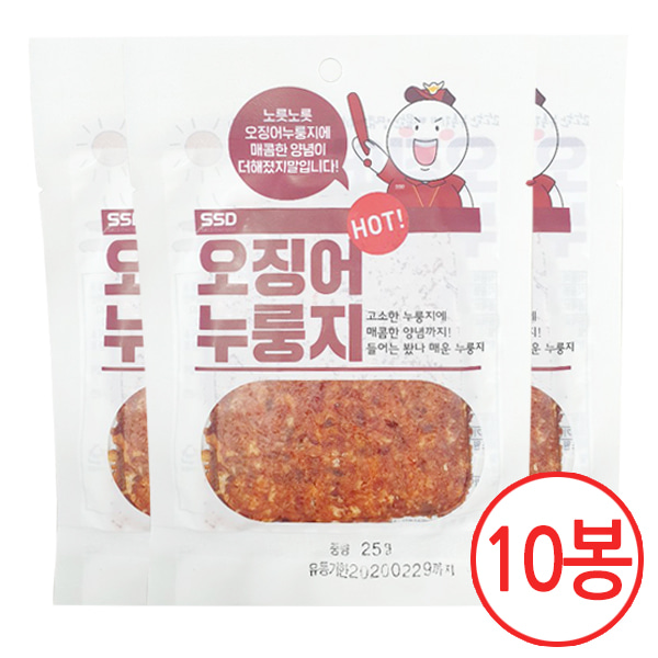 새시대 오징어 누룽지 매콤한맛 25gx10개 1묶음