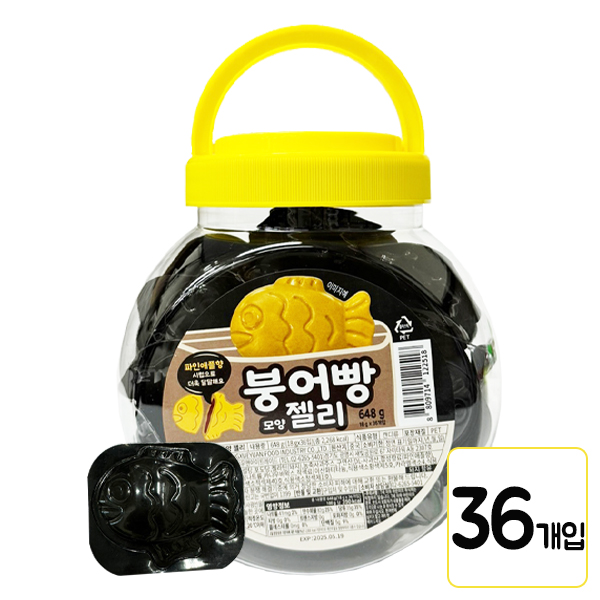 붕어빵 모양 젤리 648g(18gx36개입) 1통